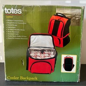 Totes Outdoor 73742 Red Black Camping Hiking Fishing Portable Cooler Backpack
